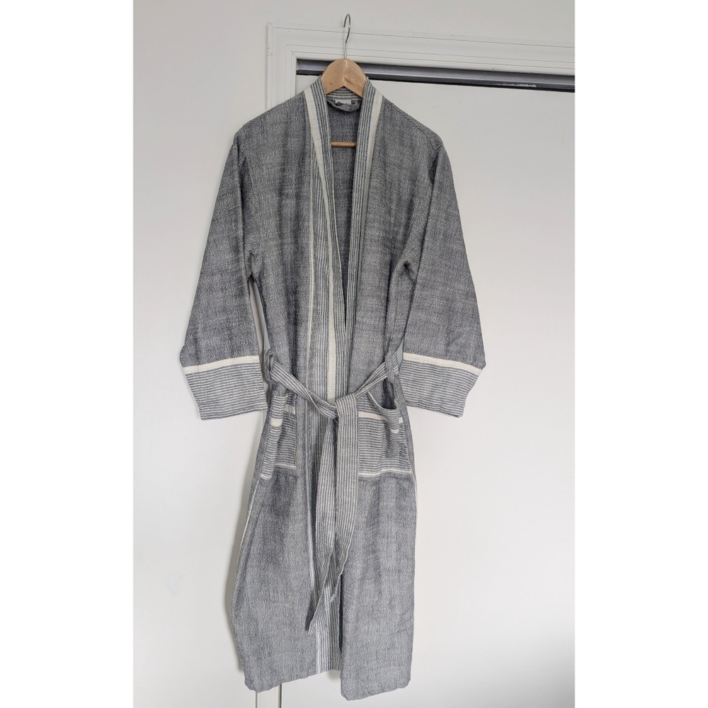 House No. 23 Zoe 100% Cotton Robe - Anthracite Grey - Picture 3 of 6